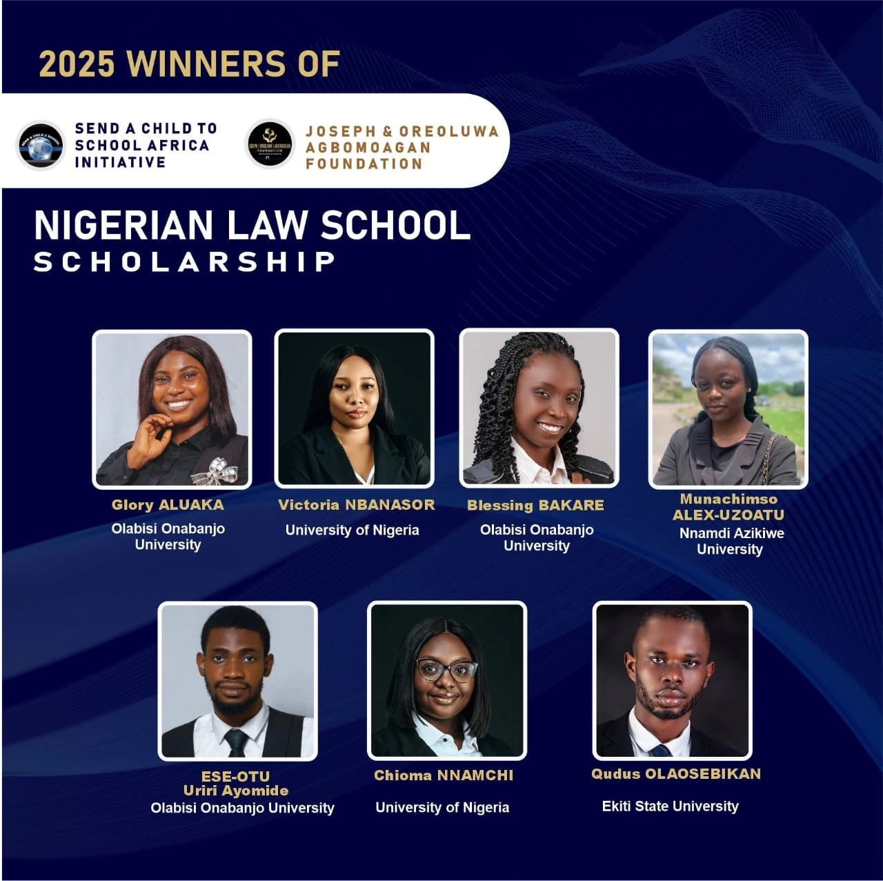 Official Announcement: 2025 Winners of Nigerian Law School Scholarship